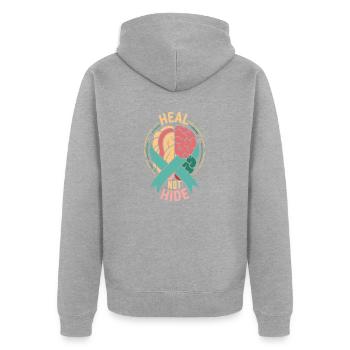 Depression Hilfe - Mental Breakdown - Unisex Premium Bio Zip Hoodie - Grau meliert - Hinten - Nico (187cm)