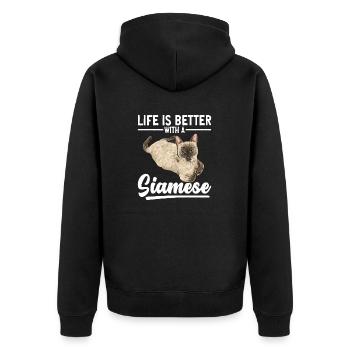 Siamese Cat Siamese Cat - Unisex Premium Organic Zip Hoodie - black - Back - Nico (187cm)