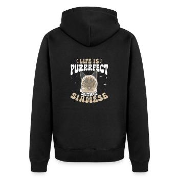 Siamese Cat Siamese Cat - Unisex Premium Organic Zip Hoodie - black - Back - Nico (187cm)