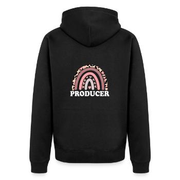 Produzent Boho Rainbow Filmmaking Produzent Post - Unisex Premium Bio Zip Hoodie - Schwarz - Hinten - Nico (187cm)