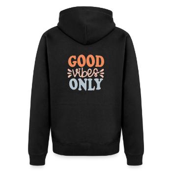 Nice Vibes Only - Unisex Premium Organic Zip Hoodie - black - Back - Nico (187cm)