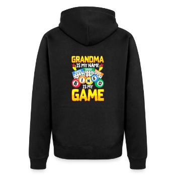 Mamie est mon nom Bingo est mon jeu Mamie - Veste à capuche bio Premium Unisexe - noir - Dos - Nico (187cm)