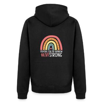 Fighting For My Rainbow IVF Egg Retrieval Funny - Unisex Premium Organic Zip Hoodie - black - Back - Nico (187cm)