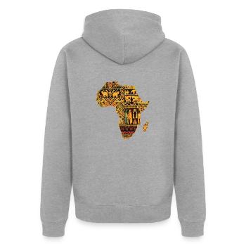 Couleur vive Africaine - Veste à capuche bio Premium Unisexe - gris chiné - Dos - Nico (187cm)