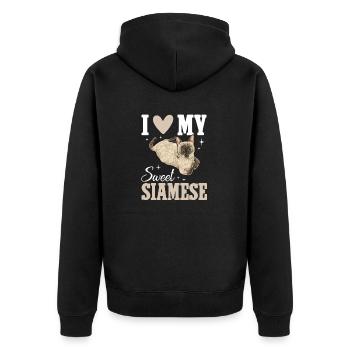 Siamese Cat Siamese Cat - Unisex Premium Organic Zip Hoodie - black - Back - Nico (187cm)