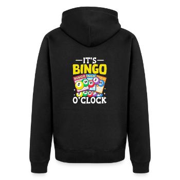Es ist Bingo O'clock Funny Bingo Night Casino - Unisex Premium Bio Zip Hoodie - Schwarz - Hinten - Nico (187cm)