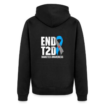 Type 2 Sensibilisation T2D Ruban Bleu Pancréas Inutile - Veste à capuche bio Premium Unisexe - noir - Dos - Nico (187cm)