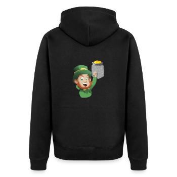 Leprechaun Atteignant Un Pot D’or Dans Une Fausse Poche - Veste à capuche bio Premium Unisexe - noir - Dos - Nico (187cm)