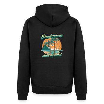 puntacana État d’ Vintage Plage - Veste à capuche bio Premium Unisexe - noir - Dos - Nico (187cm)