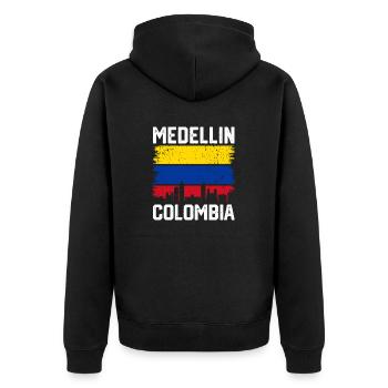 Medellin Colombia Funny Colombian Hispanic Latino - Unisex Premium Organic Zip Hoodie - black - Back - Nico (187cm)