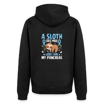 Faultier Diabetes Bewusstsein T1D Blaues Band Lustig - Unisex Premium Bio Zip Hoodie - Schwarz - Hinten - Nico (187cm)