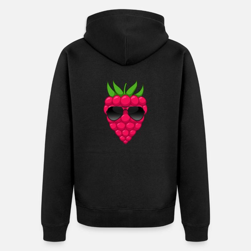 Framboise Fruit Vitamines Framboise fraîche - Veste à capuche bio Premium Unisexe - noir