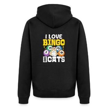 J’aime le bingo et les chats Bingo drôle Jeux d’argent chats - Veste à capuche bio Premium Unisexe - noir - Dos - Nico (187cm)