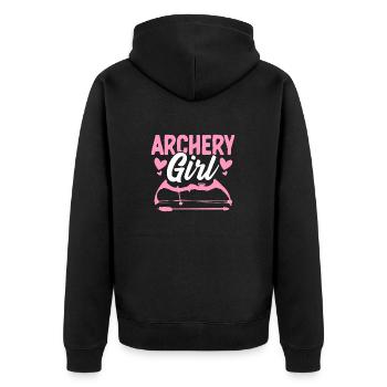 Bogenschießen Mädchen Jäger Lustiges Bogenschießen Pfeiljagd - Unisex Premium Bio Zip Hoodie - Schwarz - Hinten - Nico (187cm)