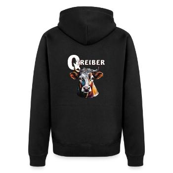 KUH Q-TREIBER - Unisex Premium Bio Zip Hoodie - Schwarz - Hinten - Nico (187cm)