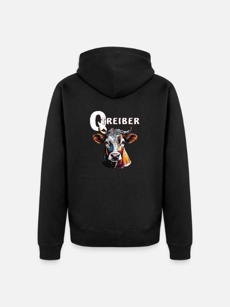 COW Q DRIVER - Unisex Premium Organic Zip Hoodie - black