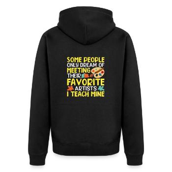 Manche Menschen träumen nur davon, ihren Favoriten zu treffen - Unisex Premium Bio Zip Hoodie - Schwarz - Hinten - Nico (187cm)