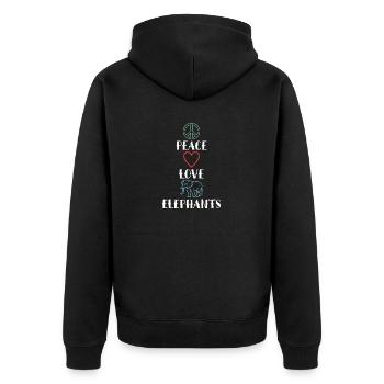 Peace Love Elephants Inspiring Funny Animal Lover - Unisex Premium Organic Zip Hoodie - black - Back - Nico (187cm)