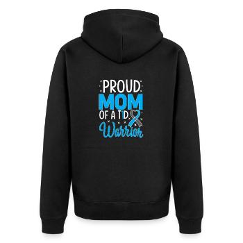 Stolze Mutter Einer T1D Warrior Blue Ribbon Diabetes - Unisex Premium Bio Zip Hoodie - Schwarz - Hinten - Nico (187cm)