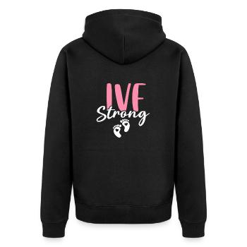 IVF Strong Funny Infertility Egg Retrieval - Unisex Premium Organic Zip Hoodie - black - Back - Nico (187cm)