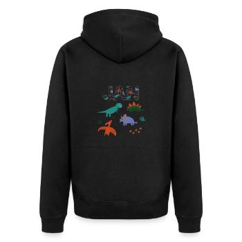 JAN - Schöner Jungen Name mit Dinosaurier - Unisex Premium Bio Zip Hoodie - Schwarz - Hinten - Nico (187cm)