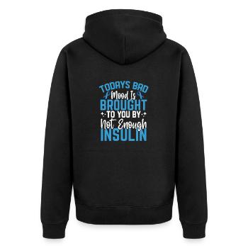 Lustige Diabetiker blaues und graues Band Diabetes - Unisex Premium Bio Zip Hoodie - Schwarz - Hinten - Nico (187cm)