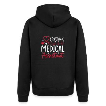 Zertifizierte medizinische Fachangestellte Lustige CMA-Krankenschwester - Unisex Premium Bio Zip Hoodie - Schwarz - Hinten - Nico (187cm)