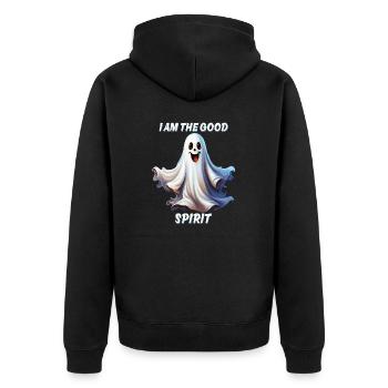 I AM THE GOOD SPIRIT - Unisex Premium Organic Zip Hoodie - black - Back - Nico (187cm)