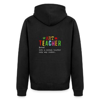 Kunstlehrer Lustige Definition Zurück zur Schule Kunst - Unisex Premium Bio Zip Hoodie - Schwarz - Hinten - Nico (187cm)