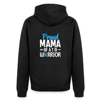 T1D Mama Typ 1 Diabetes Blaues Band nutzlos - Unisex Premium Bio Zip Hoodie - Schwarz - Hinten - Nico (187cm)