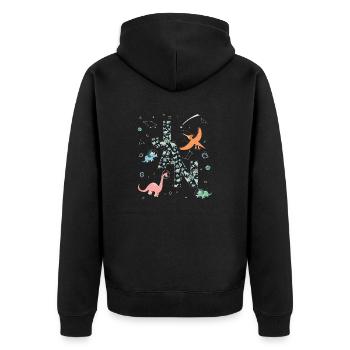 JAN - Schöner Jungen Name mit Dinosaurier - Unisex Premium Bio Zip Hoodie - Schwarz - Hinten - Nico (187cm)