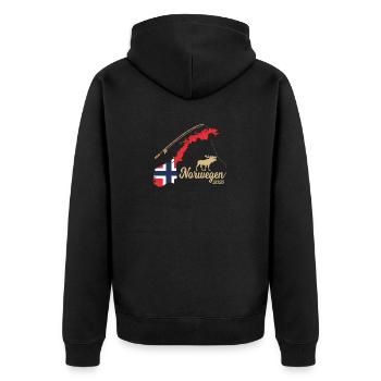 Norwegen 2026 Wildnis Erlebnis - Unisex Premium Bio Zip Hoodie - Schwarz - Hinten - Nico (187cm)
