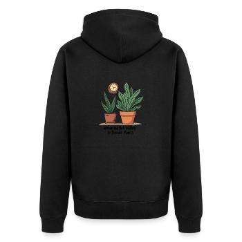 INTROVERTED BUT WILLING TO DISCUSS PLANTS - Unisex Premium Organic Zip Hoodie - black - Back - Nico (187cm)