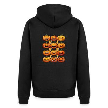 AUTUMN PUMPKIN - Unisex Premium Organic Zip Hoodie - black - Back - Nico (187cm)