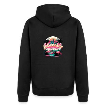 Jobcenter Hartz 4 Bürgergeld Flamingos Arbeitsamt - Unisex Premium Bio Zip Hoodie - Schwarz - Hinten - Nico (187cm)
