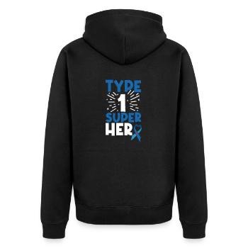 Typ 1 Diabetes Bewusstsein Bauchspeicheldrüse Insulin Blau - Unisex Premium Bio Zip Hoodie - Schwarz - Hinten - Nico (187cm)