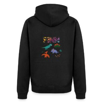 FINN - Beau prénom de garçon avec dinosaure - Veste à capuche bio Premium Unisexe - noir - Dos - Nico (187cm)