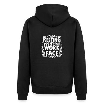Resting My Work Face - Unisex Premium Organic Zip Hoodie - black - Back - Nico (187cm)