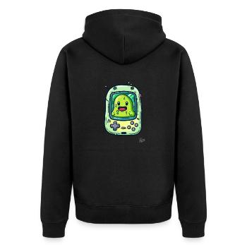 Console de jeu et lecteur de blob vert - Veste à capuche bio Premium Unisexe - noir - Dos - Nico (187cm)