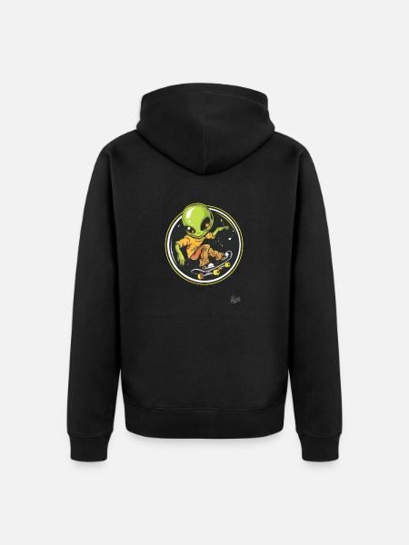 Skateboarding alien - Unisex Premium Organic Zip Hoodie - black