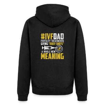 Fertility Treatments Funny IVF Egg Retrieval Day - Unisex Premium Organic Zip Hoodie - black - Back - Nico (187cm)