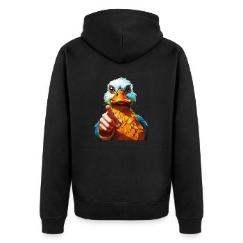 DUCK - Unisex Premium Organic Zip Hoodie - black - Back - Nico (187cm)