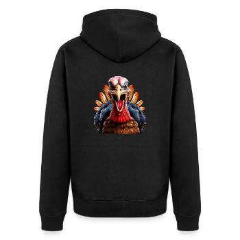 TRUTHAHN - Unisex Premium Bio Zip Hoodie - Schwarz - Hinten - Nico (187cm)