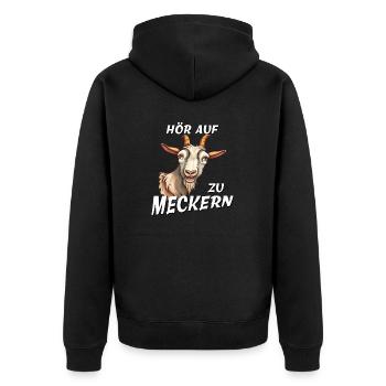ZIEGE HÖR AUF ZU MECKERN - Unisex Premium Bio Zip Hoodie - Schwarz - Hinten - Nico (187cm)