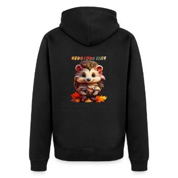 HEDGEHOG TIME - Unisex Premium Bio Zip Hoodie - Schwarz - Hinten - Nico (187cm)