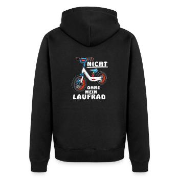 NOT WITHOUT MY BALANCE BIKE - Unisex Premium Organic Zip Hoodie - black - Back - Nico (187cm)