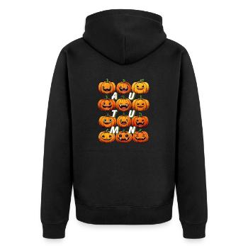 AUTUMN PUMPKIN - Unisex Premium Organic Zip Hoodie - black - Back - Nico (187cm)