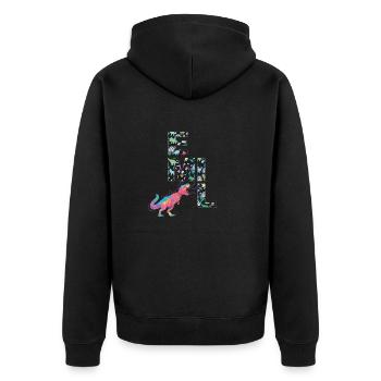 EMIL - Beautiful boy name with dinosaur - Unisex Premium Organic Zip Hoodie - black - Back - Nico (187cm)
