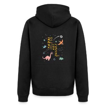 EMIL - Beautiful boy name with dinosaur - Unisex Premium Organic Zip Hoodie - black - Back - Nico (187cm)