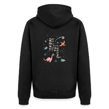 EMIL - Beautiful boy name with dinosaur - Unisex Premium Organic Zip Hoodie - black - Back - Nico (187cm)